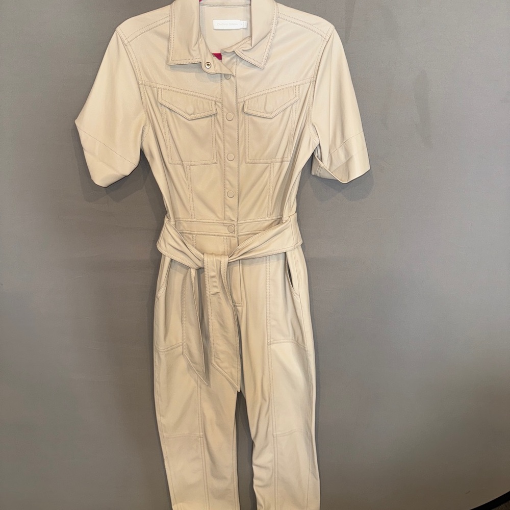 Jonathan Simkhai Cream Short Sleeve Jumpsuit